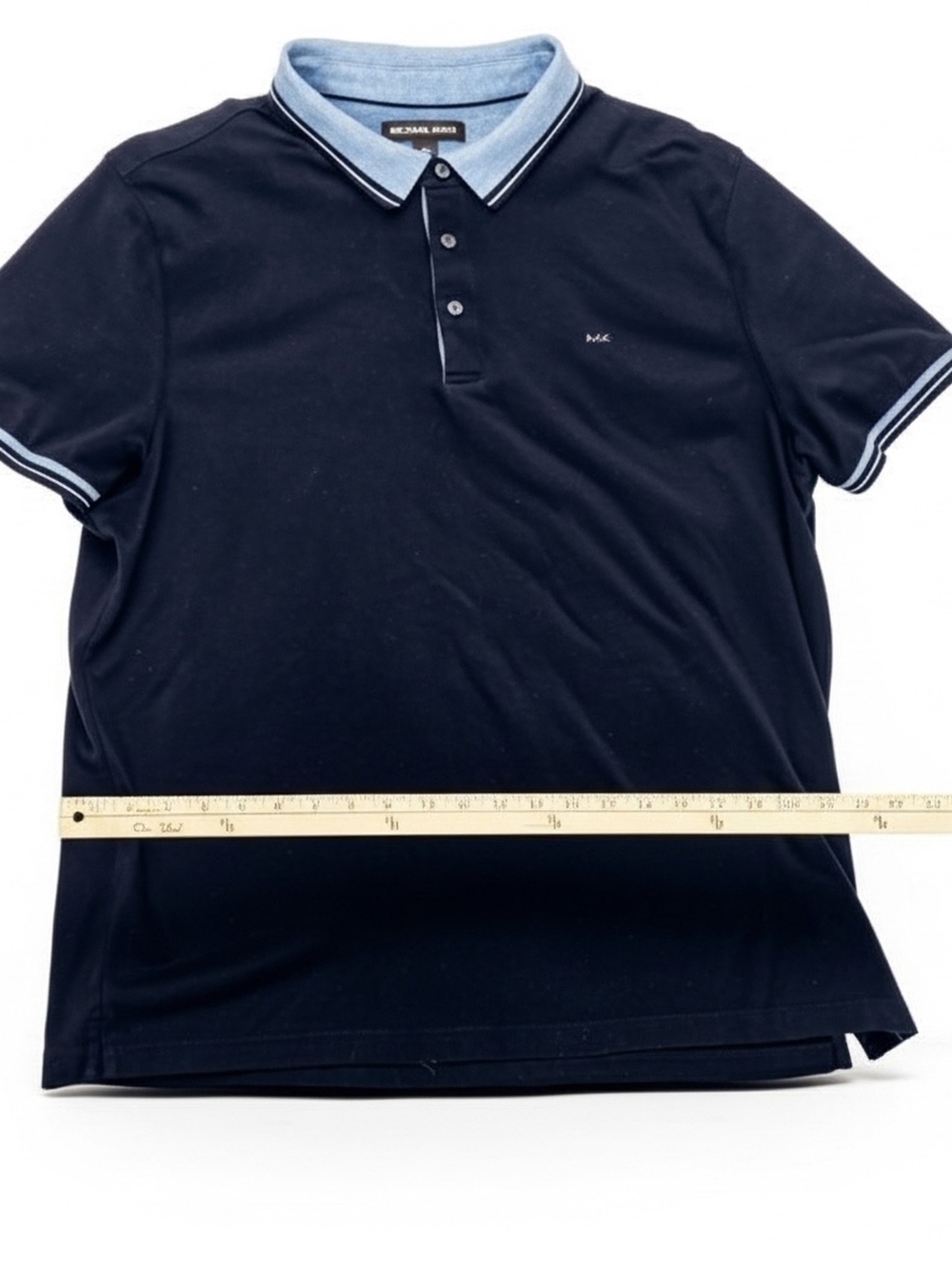 Flawless- Michael Kors - Navy Polo Shirt with Contrast Blue Collar Mens Size XL - Picture 5 of 11
